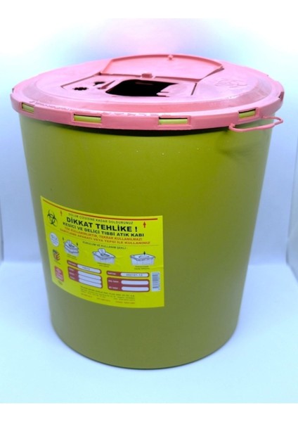 12 Lt Büyük Kesici ve Delici Tıbbi Enfekte Atık Kutusu, 5'li Set, Sarı