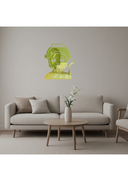 Iç Mekan Dekoratif Fabrika Işçisi Kadın Emoji Altın Aynalı Tablosu - MRS2499-2427