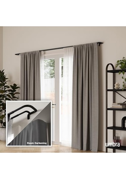 Twilight Çift Perde Çubuğu Seti - Sarma Tasarım Karartma Veya Oda Karartma Panelleri Için Ideal, 76-200 Cm, Siyah modelleri