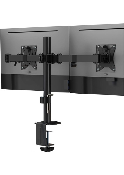 Çift Kol Monitör Standı 32" Ekrana Kadar Vesa 75X75 ve 100X100 Uyumlu Çift Ekran