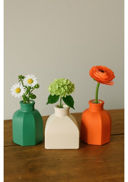 Beton Vazo Takımı – El Yapımı Vazo Üçlüsü – Minimalist Vazo – Modern Dekoratif 3 Parçalı 10 cm Vazolar modelleri