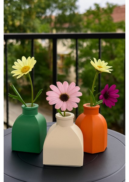 Beton Vazo Takımı – El Yapımı Vazo Üçlüsü – Minimalist Vazo – Modern Dekoratif 3 Parçalı 10 cm Vazolar fırsatları