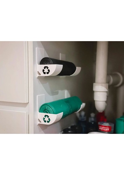 Beyaz Çöp Torbası Rulo Tutucu Seti, Pratik ve Kullanışlı 2'li Paket