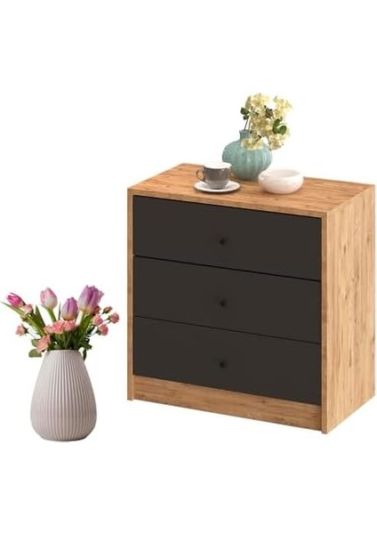 SFR103-CEVIZ Antrasit 3 Çekmeceli Şifonyer modelleri