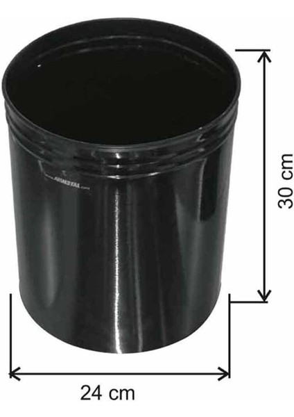 13 Lt Paslanmaz Yuvarlak Çöp Kovası, Siyah, Boyalı, Dayanıklı ve Şık Tasarım