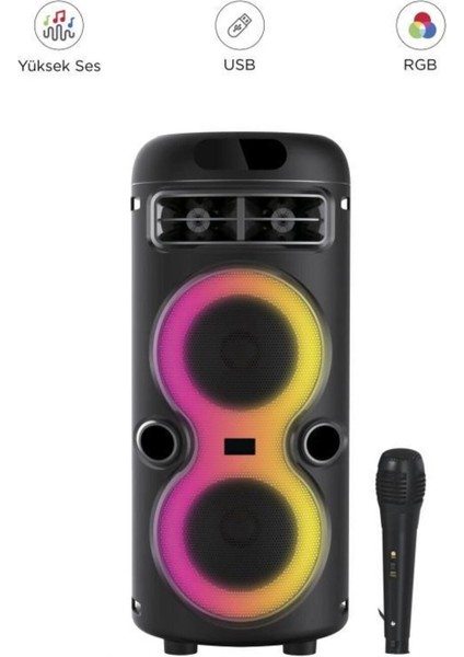 Rgb Işıklı Mikrofonlu Bluetooth Tws Hoparlör Speaker