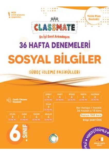 6. Sınıf Classmate Sosyal Bilgiler 36 Hafta Denemeleri