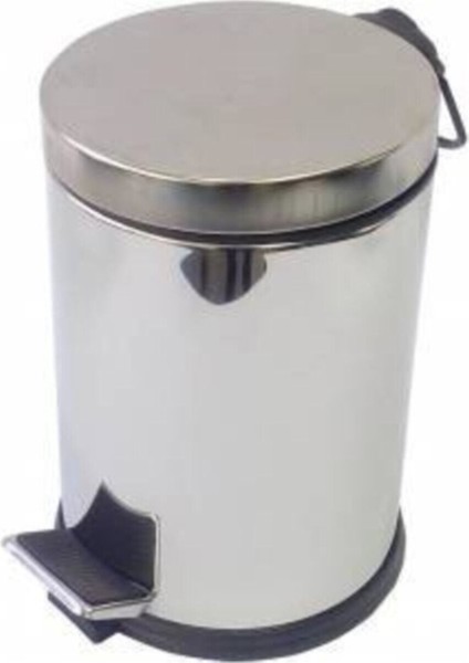 8 Litre Paslanmaz Krom Banyo Pedallı Çöp Kovası, Bej Renk
