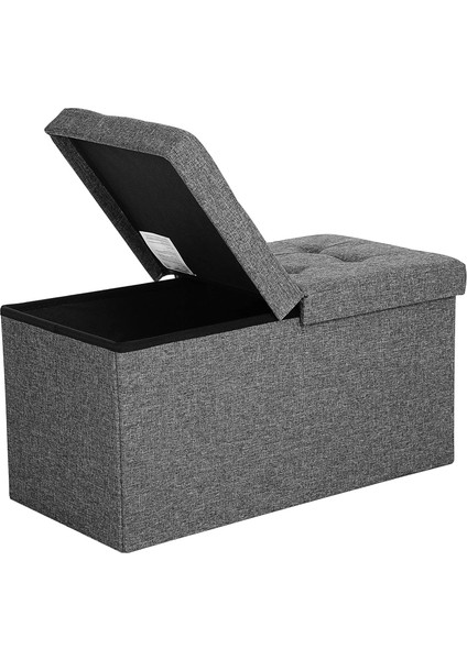 Saklama Alanlı Tabure Oturma Bankı Katlanabilir 2 Kişilik Yük Kapasitesi 300 kg Suni Deri Kırmızı 76 x 38 x 38 cm LSF40R, Koyu Gri, 76 x 38 x 38 cm