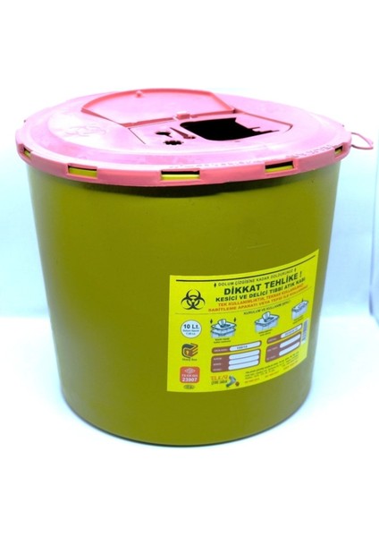 10 Lt Kesici ve Delici Tıbbi Enfekte Atık Kutusu, 5'li Set, Sarı Renk fiyatları