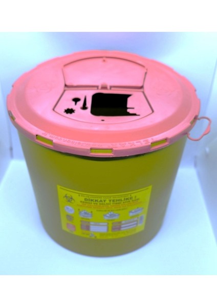 10 Lt Kesici ve Delici Tıbbi Enfekte Atık Kutusu, 5'li Set, Sarı Renk