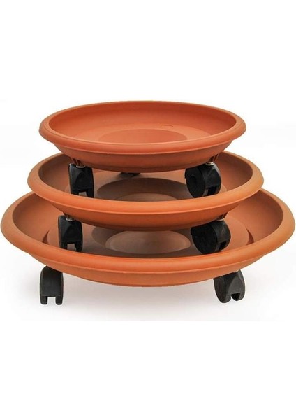 So- Tekerlekli Saksı Tabağı Kiremit 3 Boy