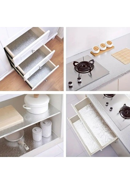 Omb Store Rulo Gümüş Alüminyum Folyo Duvar Kağıdı, Kendinden Yapışkanlı Raf Içi, Su Geçirmez Folyo 2 mt x 60 cm modelleri