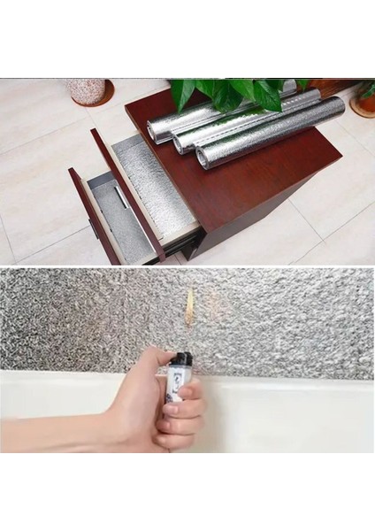 Omb Store Rulo Gümüş Alüminyum Folyo Duvar Kağıdı, Kendinden Yapışkanlı Raf Içi, Su Geçirmez Folyo 2 mt x 60 cm fırsatları