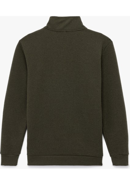 Dokulu Uzun Kollu Yarım Fermuarlı Sweatshirt fiyatları