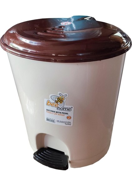 7 Litre Krem Pedallı Açılır Kapaklı Çöp Kutusu, 22X24X26 cm