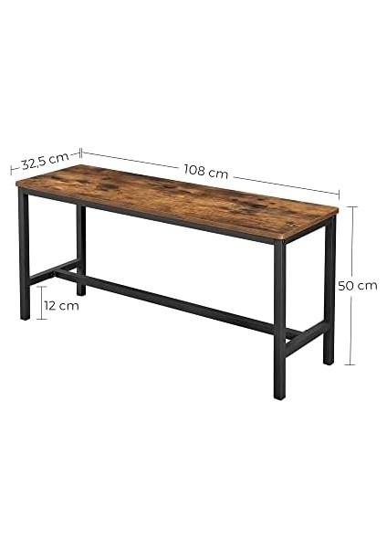 Yemek Odası Bankları, 2'li Set, 32.5 x 108 x 50 Cm, Mutfak, Yemek Odası, Kararlı Çelik Çerçeve, Endüstriyel Tasarım, Vintage, Koyu Kahverengi KTB33X modelleri
