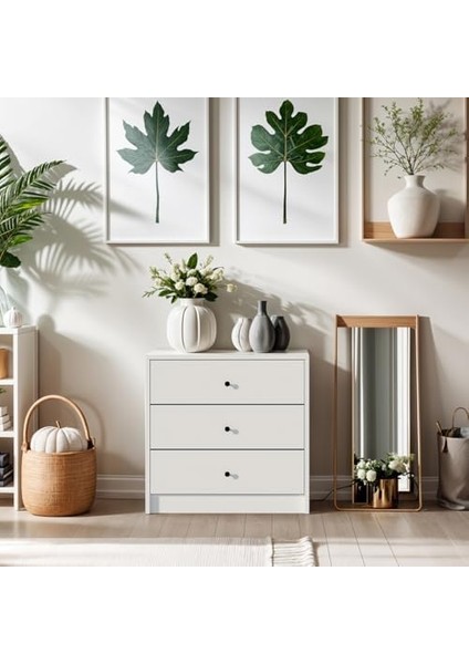 SFR103-BEYAZ 3 Çekmeceli Şifonyer Komodin modelleri