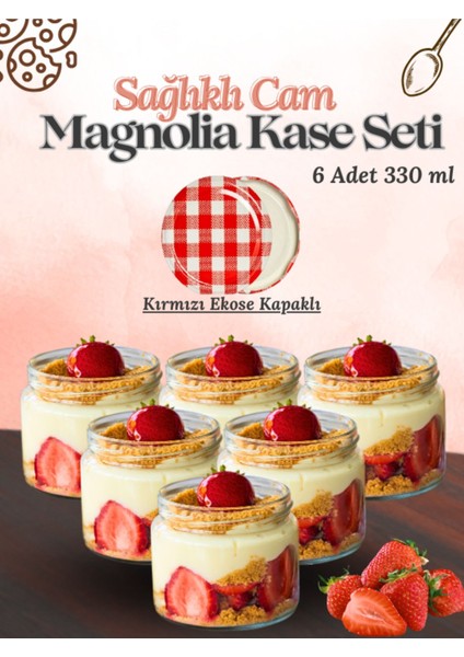 6'lı Renkli Kapaklı Tatlı Kase Seti, 330 Cc, Magnolya Bardağı, Şık ve Kullanışlı