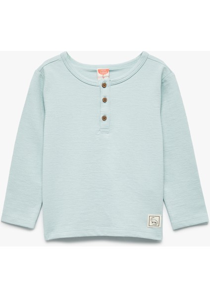 Pamuklu Uzun Kollu Düğmeli Tişört