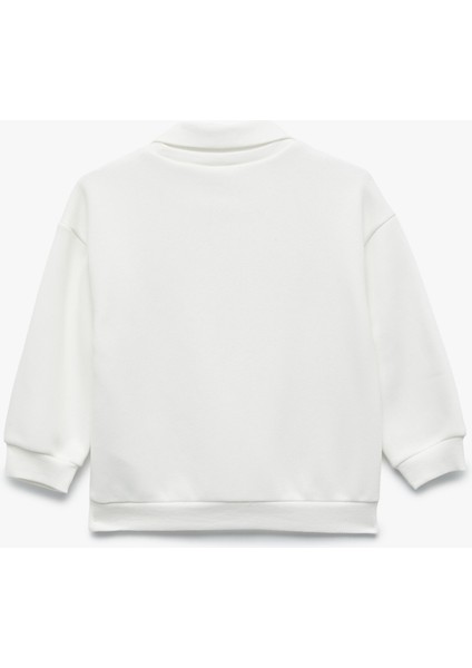 Uzun Kollu Şardonlu Baskılı Polo Yaka Sweatshirt fiyatları