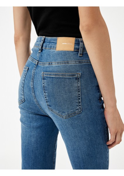 Pamuklu Yüksek Bel Dar Kalıp Ispanyol Paça Jean Pantolon modelleri