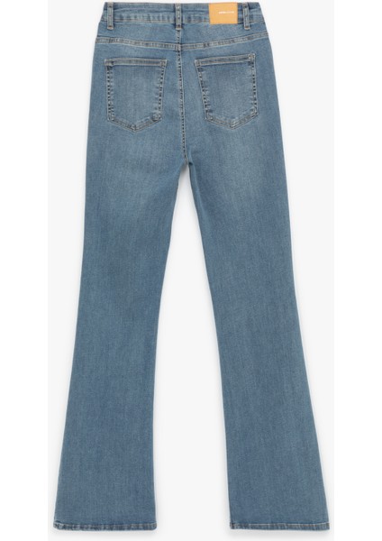 Pamuklu Yüksek Bel Dar Kalıp Ispanyol Paça Jean Pantolon indirimleri