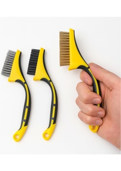 3'lü Mini Tel Fırça Seti - Paslanmaz Çelik, Pirinç (Bakır) ve Naylon Kıllı Temizlik Fırçaları | Ocak, Musluk, Lavabo, Mutfak Köşe ve Dar Alan Temizliği Için Ideal fiyatları