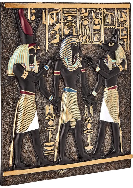 Toscano Rameses I Between Egyptian Gods Horus And Anubis Duvar Plakası Frieze, 28 Cm, Tam Renkli