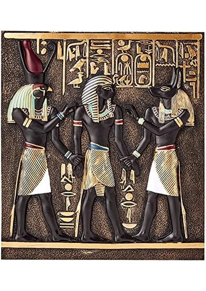 Toscano Rameses I Between Egyptian Gods Horus And Anubis Duvar Plakası Frieze, 28 Cm, Tam Renkli modelleri