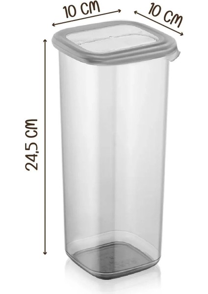 12'li Geniş Kare Saklama Kabı Seti, 1750 Ml, Sert Kapak, Gri Renk modelleri