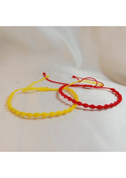Galatasaray Sarı Kırmızı Makrome Örgü Taraftar Bileklik, El Yapımı Sarı Kırmızı Galatasaray Makrome Bileklik, Gs Renkli Makrome Örgü 2'li Bileklik, Unisex Taraftar Makrome Bileklik