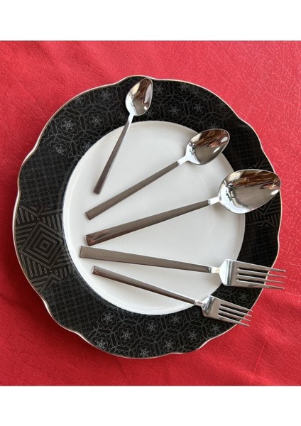 30 Parça Metalik Çatal Kaşık Takımı Düz Model 6 Kişilik fırsatları