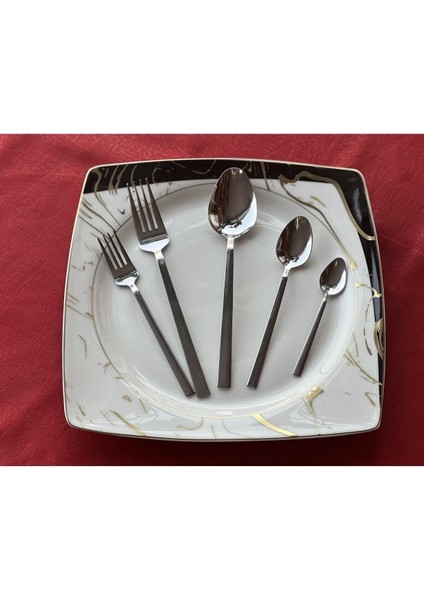 30 Parça Metalik Çatal Kaşık Takımı Düz Model 6 Kişilik indirimleri