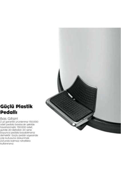 Paslanmaz Çelik Pedallı Mutfak Çöp Kutusu 3l Bej Renk fırsatları