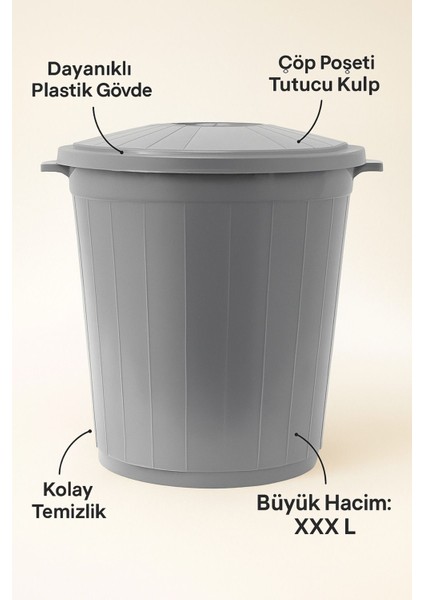 Estetika Megakova Gri Çöp Kutusu, Pratik ve Şık Atık Toplama Çözümü fiyatları