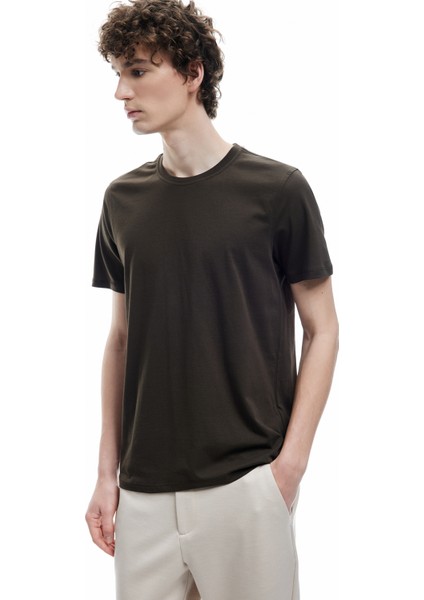 Pamuklu Kısa Kollu Bisiklet Yaka Erkek Basic Tişört fiyatları