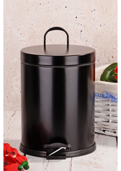 Renkli Pedallı 5l Çöp Kovası, Siyah, Şık ve Kullanışlı Ev ve Ofis Için