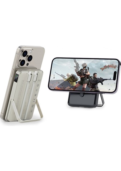 Galaxy Serisi Dijital LED Göstergeli Kablosuz Şarj Özellikli Type-C ve Lightning Kablolu Powerbank 20W 10.000MAH modelleri