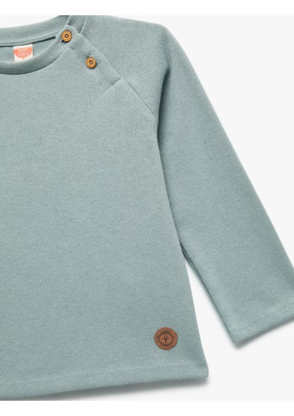 Düğmeli Uzun Kollu Bisiklet Yaka Sweatshirt modelleri