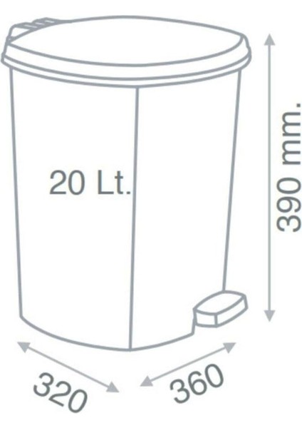 Beyaz Ahşap Desenli 20L Pedallı Çöp Kovası, Çıkabilen Kova, Ø33 H:40 modelleri
