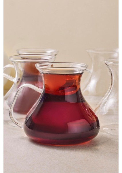 6'lı Borosilikat Cam Çay Bardağı Seti 200 Ml, Beyaz fiyatları