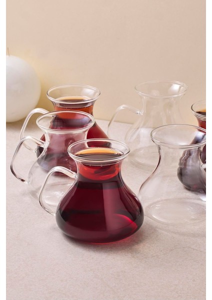 6'lı Borosilikat Cam Çay Bardağı Seti 200 Ml, Beyaz modelleri