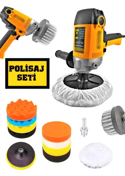 900 Watt Devir Ayarlı Zımpara Parlatma Koltuk Yıkama ve Polisaj Makinası Polisaj