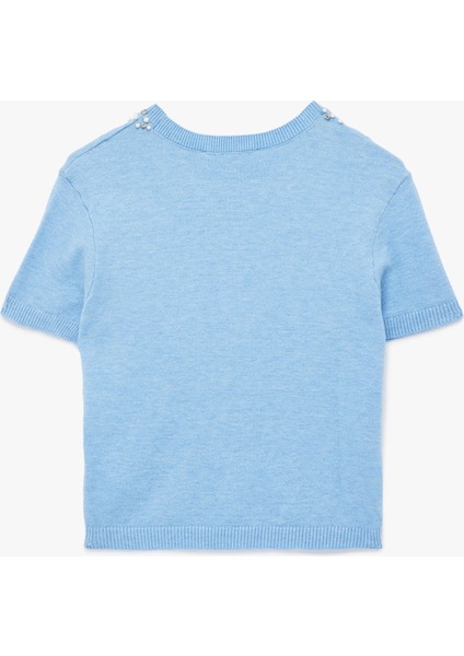 Viskon Karışımlı Boncuk Detaylı Kısa Kollu Triko Kazak fırsatları