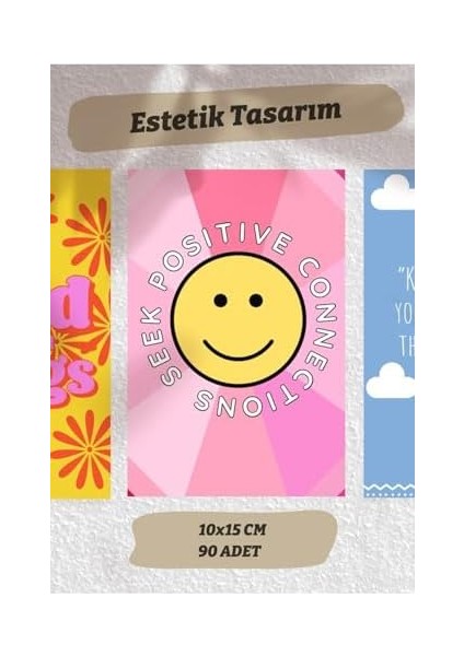 Motivasyon Sözleri Temalı 90 Adet Duvar Poster Seti, Özel Tasarım Kutulu, Oda Dekoru (GGK-K009) fiyatları