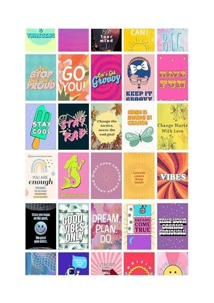 Motivasyon Sözleri Temalı 90 Adet Duvar Poster Seti, Özel Tasarım Kutulu, Oda Dekoru (GGK-K009) modelleri