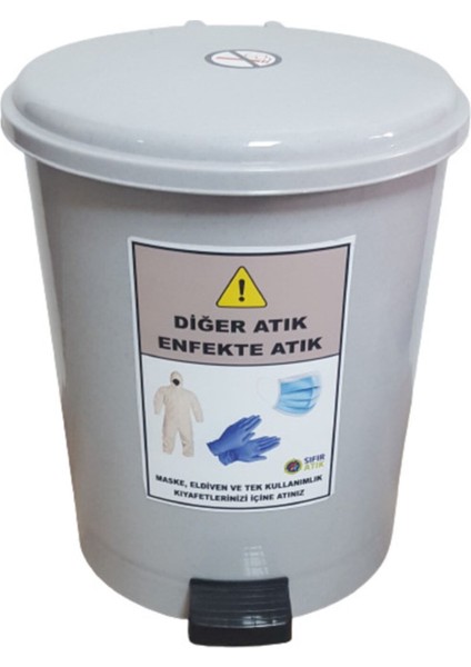 Gri Tek Kullanımlık Maske ve Eldiven Atık Kovası 25 Litre modelleri