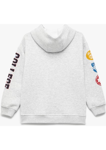 Baskılı Uzun Kollu Şardonlu Kapşonlu Sweatshirt fiyatları