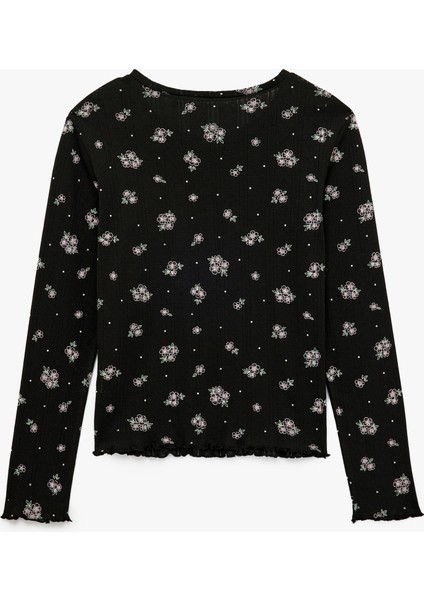 Pamuklu Uzun Kollu Yuvarlak Yaka Çiçekli Pijama Üstü fiyatları